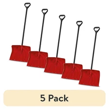 (5 pack) Suncast 18 in. Snow Shovel and Pusher with Steel Core Handle, Red