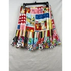 Jams World Skirt Womens Large Multi Color Seaside Patchwork Tiered Ruffle Rayon