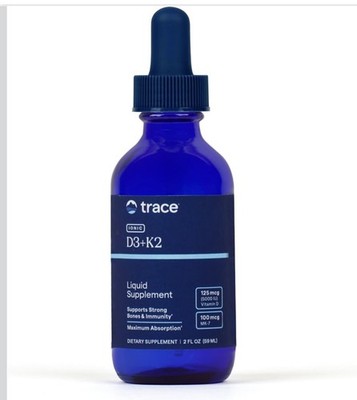 Trace Mineral | Liquid IonVitamin D3 + K2 | 125 mcg (5,000 IU 2 fl oz EXP 12/29