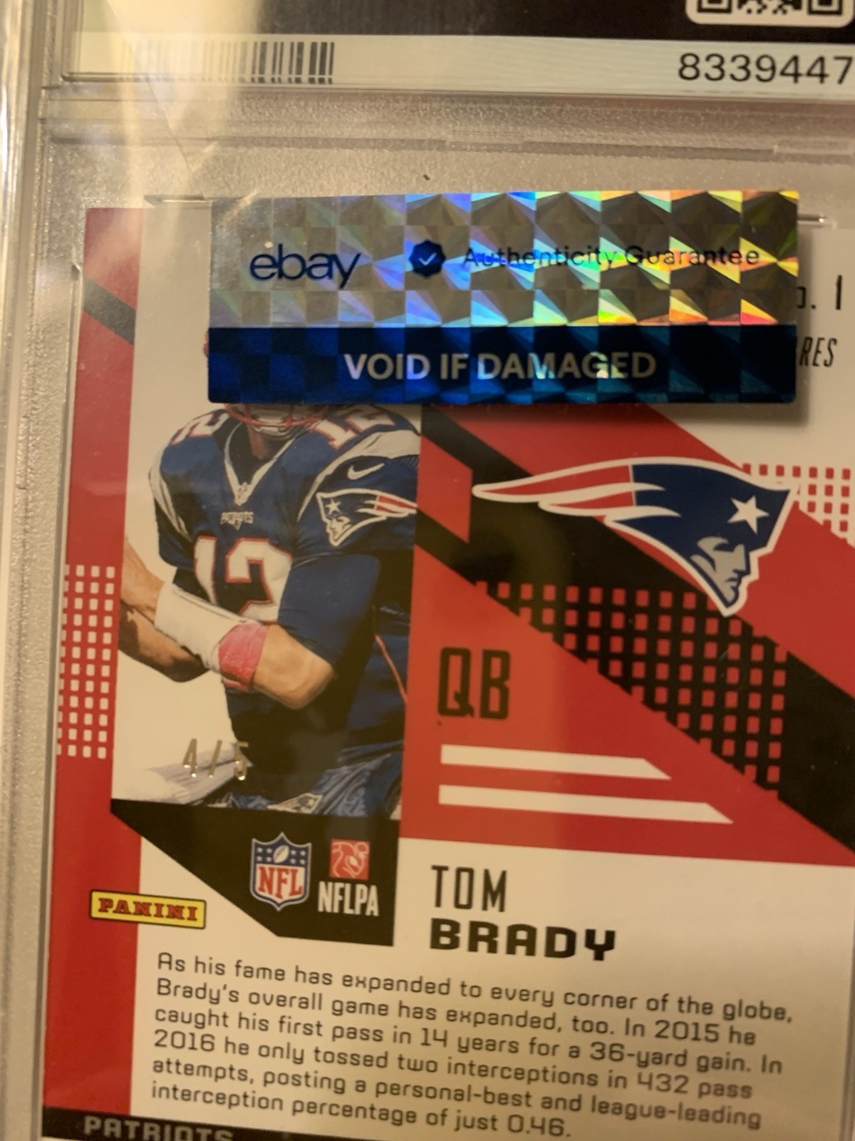 Tom Brady 2017 Unparelleled  PSA Authentic #4/5,only 2 in the world PSA graded  view 7