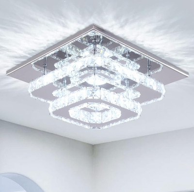 Candelabro LED moderno de 2 niveles con cristales para pasillo, cocina o baño