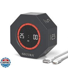 Secura Pomodoro Timer, Rotating Cube Time Tracker, Flip Gravity Sensor with 7
