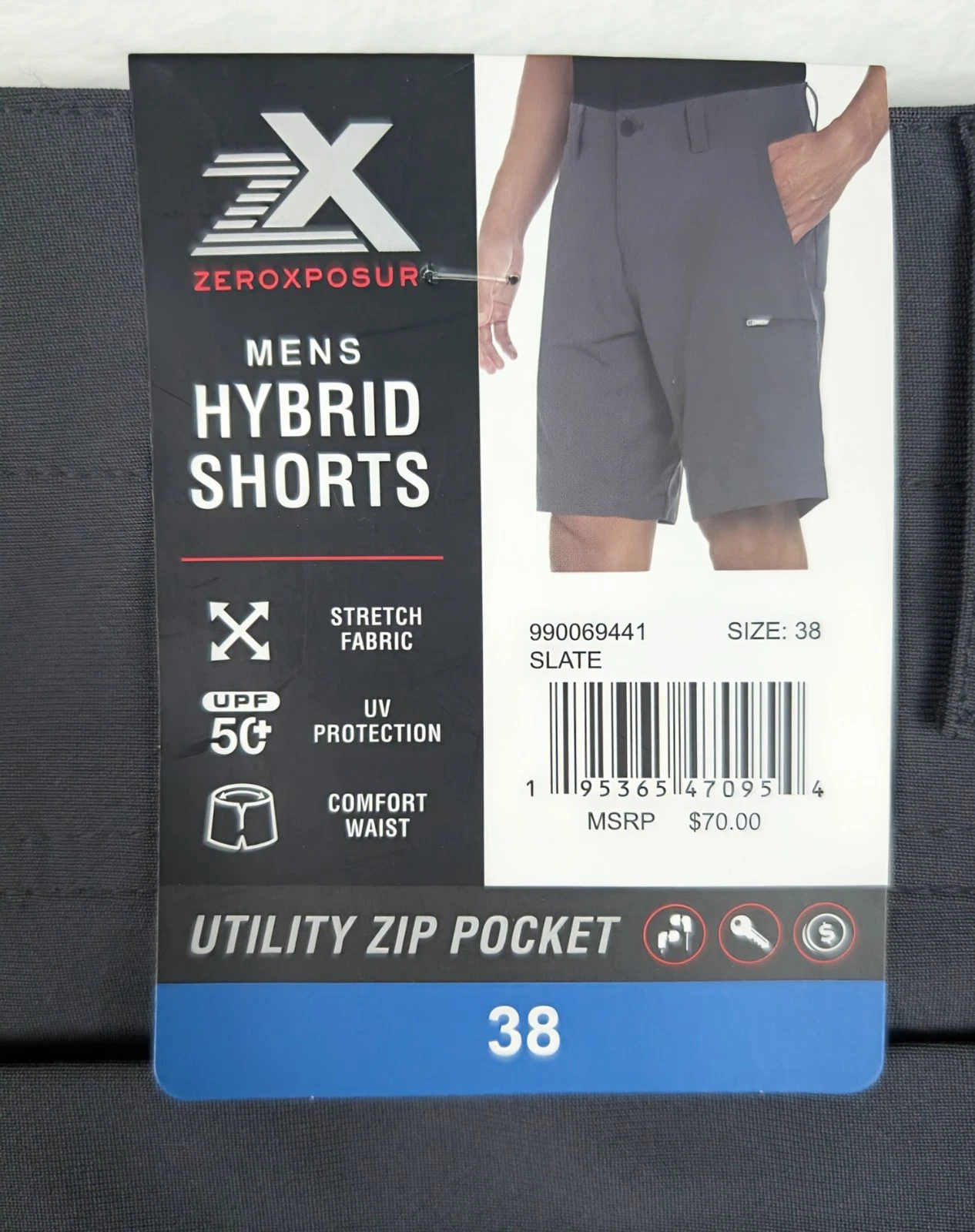ZeroXposur Hybrid Shorts Mens 38 Slate Utility Zip Pocket 4-Way Stretch UPF 50+
Opens in a new windo
