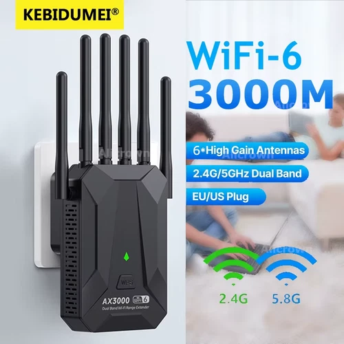 3000Mbps WIFI6 Repeater Dual Band 2.4Ghz 5GHz Extender 802.11ax Wi-Fi Amplifier