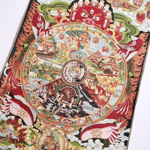 36" Tibet Tibetan Cloth Silk Buddhism 6 Weg Samsara Tangka Thangka Mural - Picture 5 of 6