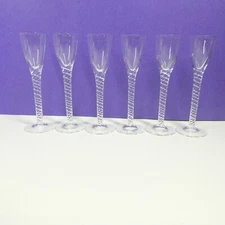 Holmegaard Twist - Set 6 Aquavit Cordial Glasses 6.5" Clear Danish MCM Vintage