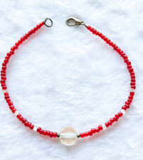 Two 9" Handmade Dark Red Beaded Bracelets