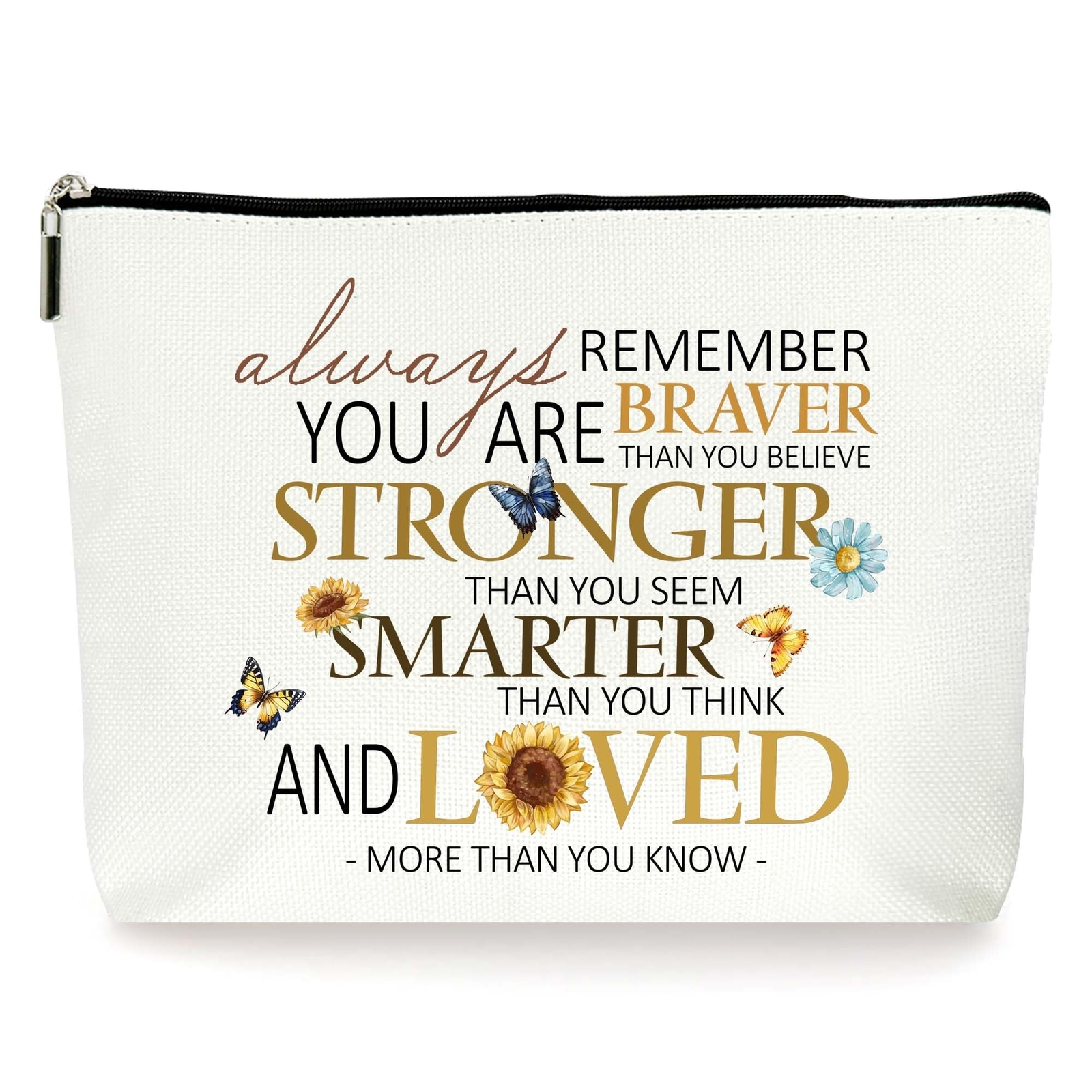 Sunflower Makeup Bag with Inspirational Motivational Design  