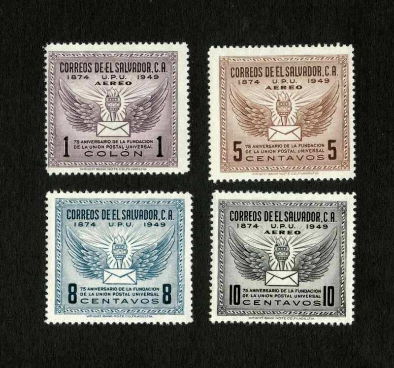 El Salvador 1949 - Scott# 613, C122-4 - UPU 75th Anniv. - Set of 4 Stamps  - MNH