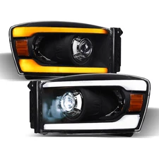 Topline For 06-09 Ram Switchback Sequential Full LED Projector Headlights Black