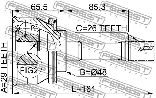 Febest 0710-GVSQ Front Outer CV Joint Kit Fits Santana Suzuki 300 350 Carry - Image 10