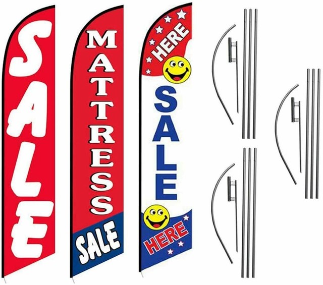 Mattress Store and Outlet Sale Signs, 3 Pack Advertising Package of