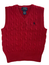 Polo Ralph Lauren Red CABLE KNIT V-NECK SWEATER VEST Size 2T