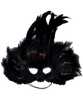 Black Tall Feather Mardi Gras Masquerade Ball Prom Mask