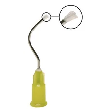 100 pcs Dental Delivery Tips Pre bent Needle Tip with Brush Padded End Yellow