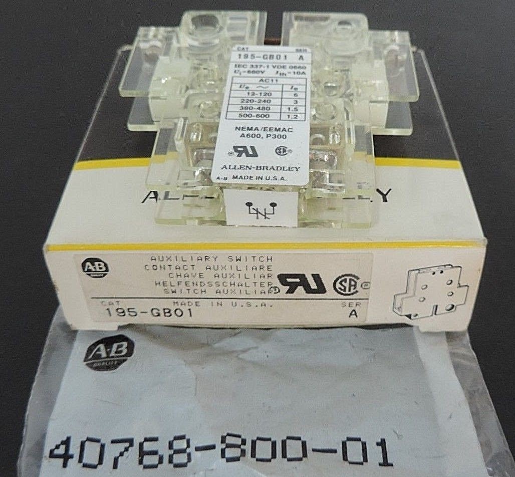 NIB ALLEN BRADLEY 195-GB01 SER. A AUXILIARY SWITCH 195GB01