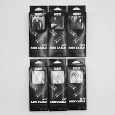 VARA 4, 8, 12ft 5-Pin DIN to 5-Pin DIN MIDI Cable - Black & White