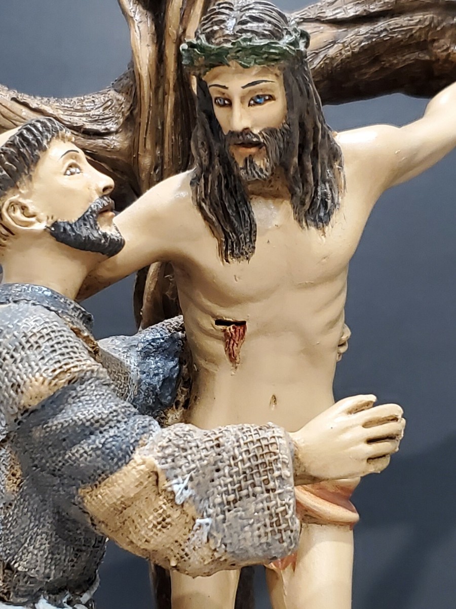 VTG Ulderico Cassetta Sculpture - St. Francis and Jesus - Signed