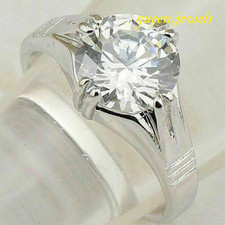 Round Cut 3.41CT Lab-Created Diamond Engagement Wedding Ring 14K White Gold FN