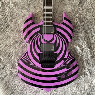 Purple Vortex Pattern Electric Guitar HH Pickup Solid Black FR Bridge Maple Neck