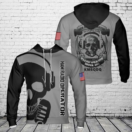 Custom Ham Radio Call Sign 3D Printed Hoodie for Amateur Enthusiasts