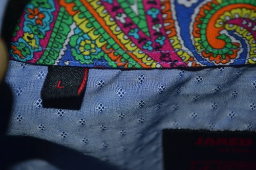 Jared Lang Men Light Blue Geometric Long Sleeve Dress Shirt Size L - Picture 10 of 12