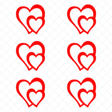 Double Heart Sticker Set 6 Love Decals for Cars Laptops Valentine's Day