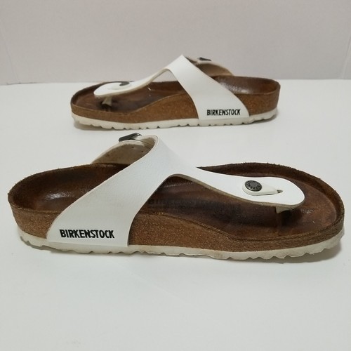 Birkenstock 38 Gizeh Birko-Flor Strap Sandal Size L 7/M 5 White Regular fit - Picture 6 of 11