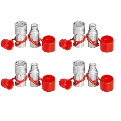 FOREVERUNAUTO 4 SETS 1/2" Flat Face Hydraulic Coupler Quick Connect Skid Steer Bobcat
