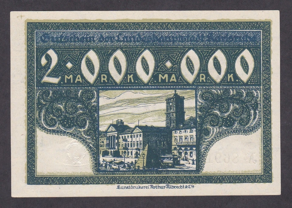 [UNC] 1923 Germany Karlsruhe 2000000 (2 Millionen) Mark [B5] - Image 2 of 2
