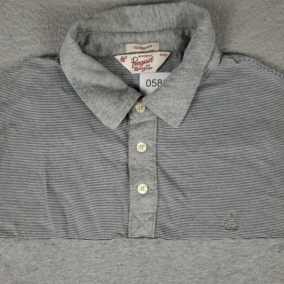 Penguin Polo Shirt Mens Size Small Gray Casual Short Sleeve * - Image 2 of 4