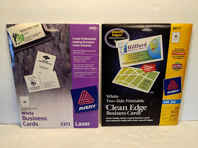 AVERY White Business Cards Lot LASER 5371 + INK JET 8871