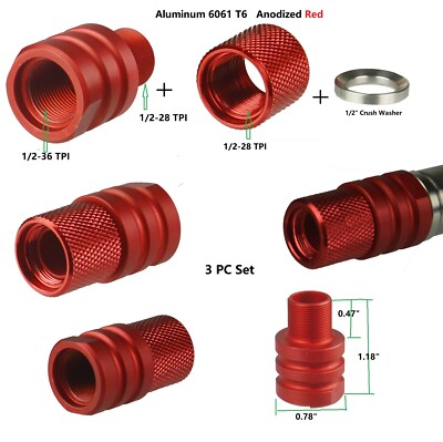 Adapter Convert 1/2x36 1/2''-36 TPI to1/2x28+1/2-28 Thread P+1/2 Washer  