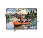 vintage repro fishing canoe reel nature metal tin sign interior design sites