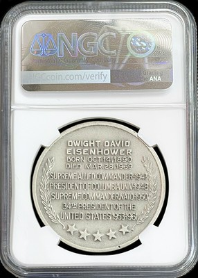 Médaille Commémorative Du Général Eisenhower - En Bronze Clair - Refrappe De 1970 - Occasion (Collection Militaria)