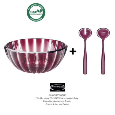 Guzzini - Dolce Vita Ametista - Behälter/Salatschüssel L Ø Cm 25 + 2 Bestecke