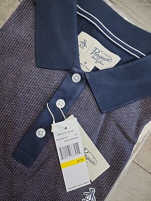 Original Penguin Munsingwear Knit Golf Polo Shirt Blue Dark