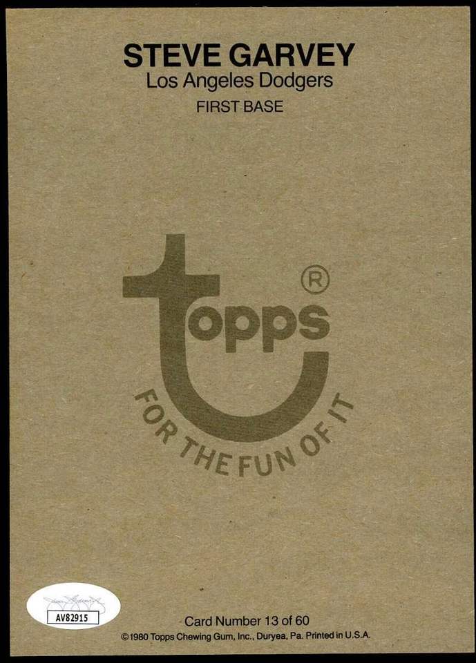 Steve Garvey JSA Coa Signed 1980 Topps Super Autograph - Image 2 of 2