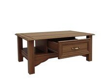 Couchtisch Eiche Cognac Braun Barock Holzoptik Tisch Wohnzimmertisch Schublade