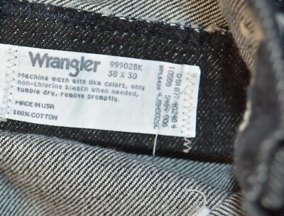 VTG Men's WRANGLER Black Denim Jeans 36x31 NWOT Wrangler 99902BK