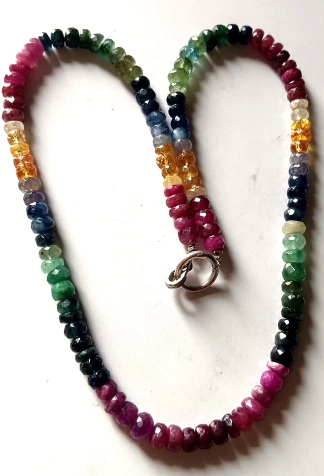 130 Carat Natural Multi Sapphire Faceted Beads Necklace Size=16" Approx. - Image 3 of 4
