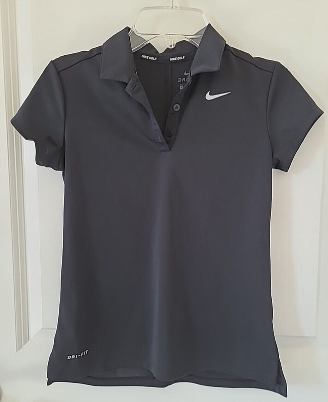 Girls Nike Black Dri Fit Golf Shirt Size Medium