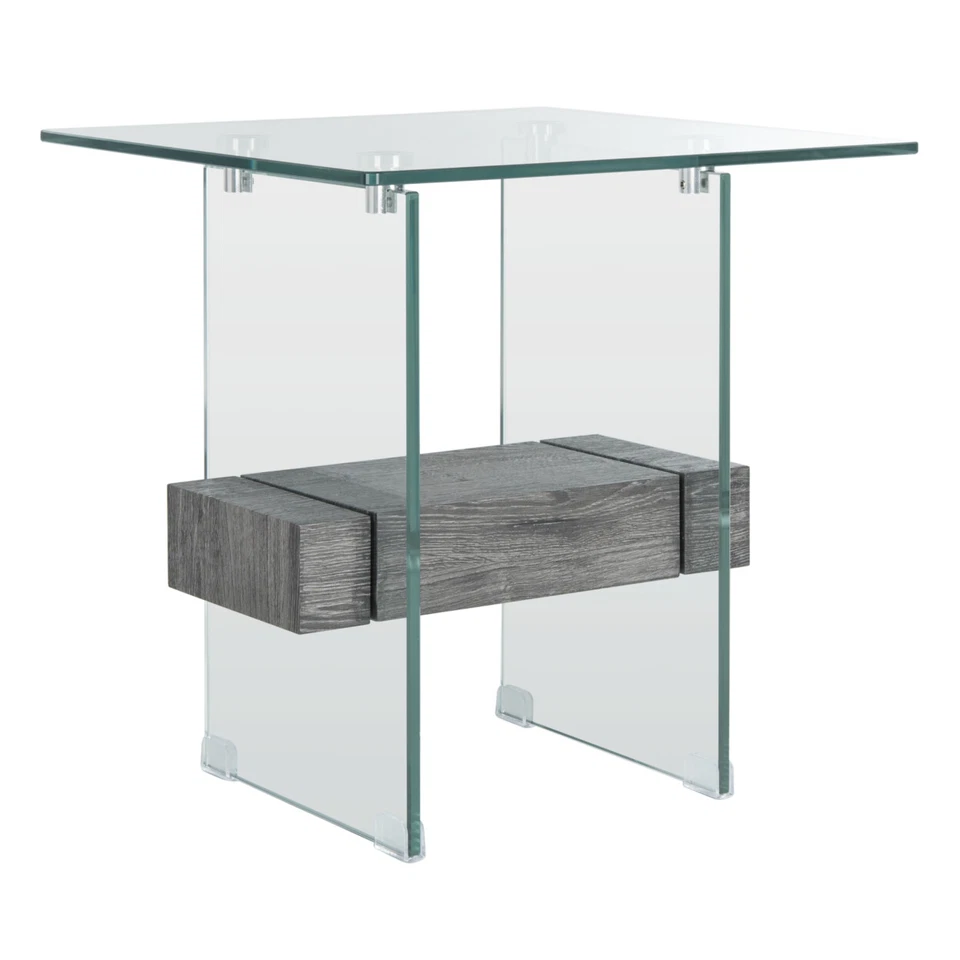 Mesa de acento SAFAVIEH Kayley | Vidrio / Roble negro | Foto 3 de 4