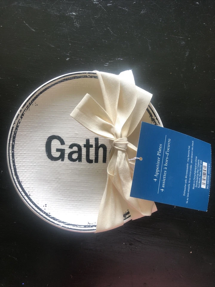 Импортные закусочные тарелки Pier 1 4 штуки Gather Family Happy Nest 6 дюймов круглые НОВЫЕ - Изображение 2 из 4