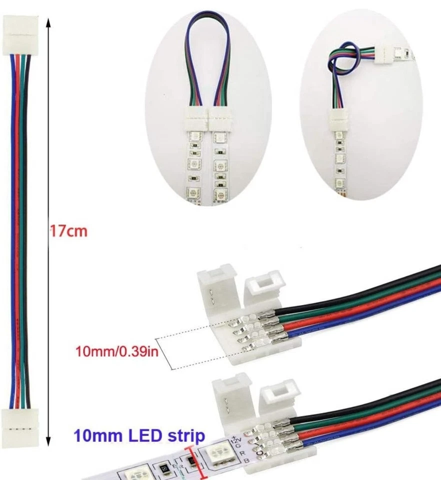 KIT DI CONNETTORI PER STRISCE LED RGB A 4 PIN RGB A 2 VIE PROLUNGA RGB CLIP LED - Immagine 3 di 4