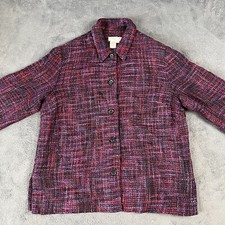 Vintage COLDWATER CREEK Tweed Textured Button Up Blazer Jacket Women Sz Large