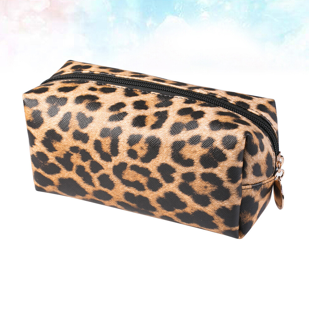 Leopard Print Cosmetics Bag Portable Multifunctional Makeup Storage Organizer  