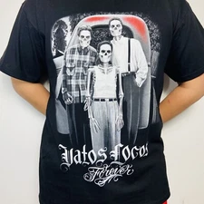 Vatos Locos Forever Sangre por Sangre Playera Dragon's Fire Black T-Shirt Mexico