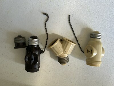vintage electrical plugs plug lamp socket switch converter 4 piece       b3