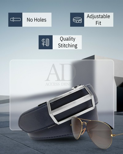 Cinturón de cuero adherido cinturones de vestir de trinquete para hombre con hebilla automática ajustable - Imagen 15 de 24